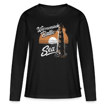Warnemünde Mer Baltique - T-shirt manches longues Premium bio Femme - noir - Devant - Julia (174cm)