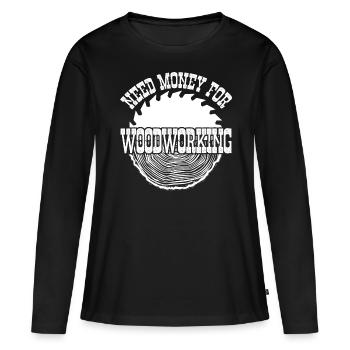 Bois de chauffage Bûcheron Bois Travail du bois - T-shirt manches longues Premium bio Femme - noir - Devant - Julia (174cm)