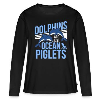 Les dauphins ne sont que des porcelets de l’océan, les dauphins sont de l’océan - T-shirt manches longues Premium bio Femme - noir - Devant - Julia (174cm)