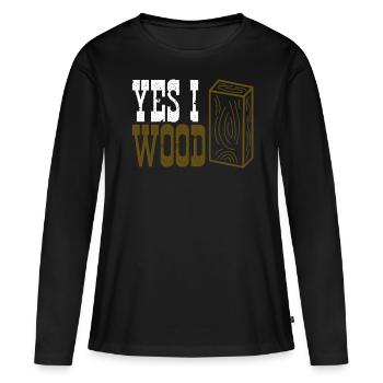 Bois Atelier de bois de chauffage Travail du bois - T-shirt manches longues Premium bio Femme - noir - Devant - Julia (174cm)