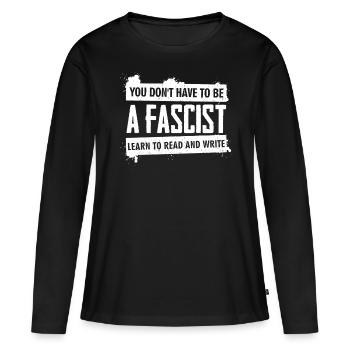 Humanité Antifascisme Respect Tolérance - T-shirt manches longues Premium bio Femme - noir - Devant - Julia (174cm)