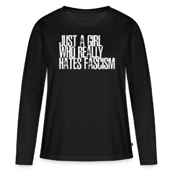 Respect Tolérance Antifascisme - T-shirt manches longues Premium bio Femme - noir - Devant - Julia (174cm)
