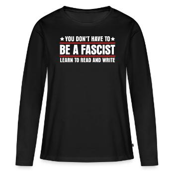 Tolérance Humanité Antifascisme Respect - T-shirt manches longues Premium bio Femme - noir - Devant - Julia (174cm)