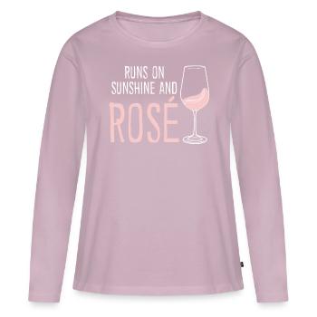 Verres à vin rouge Vino Rosé - T-shirt manches longues Premium bio Femme - rose poudré - Devant - Julia (174cm)
