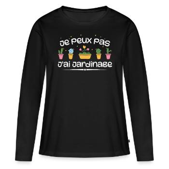 Ich kann keine Gartenarbeit haben - Frauen Premium Bio Langarmshirt - Schwarz - Vorne - Julia (174cm)