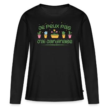Ich kann keine Gartenarbeit haben - Frauen Premium Bio Langarmshirt - Schwarz - Vorne - Julia (174cm)