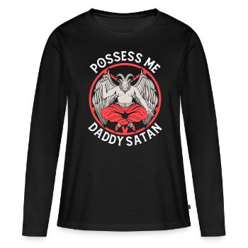 Satanisme Satanique Athée Baphomet Possède-moi - T-shirt manches longues Premium bio Femme - noir - Devant - Julia (174cm)