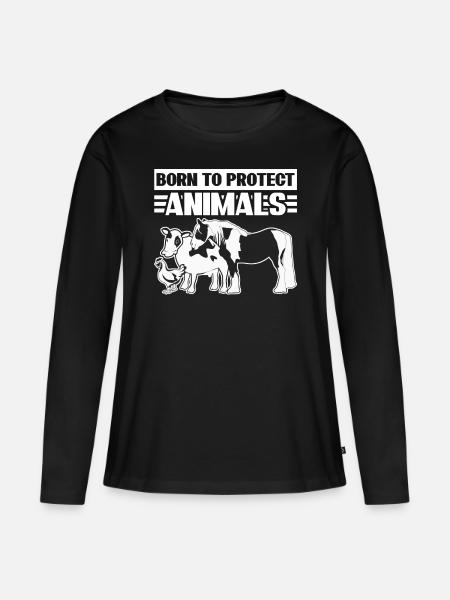 Animal Rights Vegan Save Animals - Frauen Premium Bio Langarmshirt - Schwarz