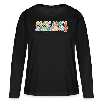 Élections démocratiques Démocratie - T-shirt manches longues Premium bio Femme - noir - Devant - Julia (174cm)
