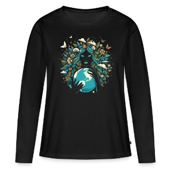 Déesse Grecque Païenne Terre Mère - T-shirt manches longues Premium bio Femme - noir - Devant - Julia (174cm)