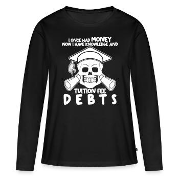 Frais de scolarité des étudiants Frais semestriels - T-shirt manches longues Premium bio Femme - noir - Devant - Julia (174cm)