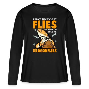 Libellen - Frauen Premium Bio Langarmshirt - Schwarz - Vorne - Julia (174cm)