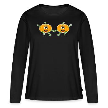 Citrouilles Joke Citrouille - T-shirt manches longues Premium bio Femme - noir - Devant - Julia (174cm)