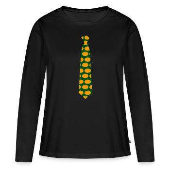Citrouille Tie Citrouilles - T-shirt manches longues Premium bio Femme - noir - Devant - Julia (174cm)