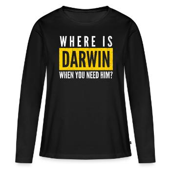 Misanthrope Darwin Award Darwinism - Frauen Premium Bio Langarmshirt - Schwarz - Vorne - Julia (174cm)