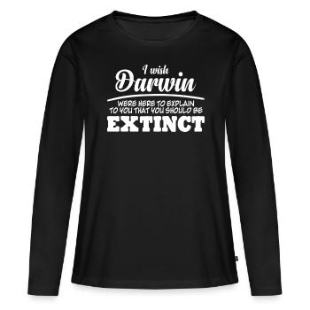 Prix Darwin Darwinisme Misanthrope - T-shirt manches longues Premium bio Femme - noir - Devant - Julia (174cm)