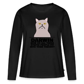 Darwin Award Misanthrope Joke Darwinism - Women's Premium Organic Long Sleeve Shirt - black - Front - Julia (174cm)