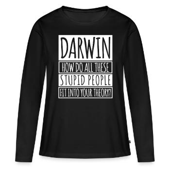 Misanthrope Darwin Award Joke Darwinism - Women's Premium Organic Long Sleeve Shirt - black - Front - Julia (174cm)