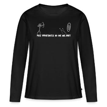 Long Bow Compound Bow Archery - Frauen Premium Bio Langarmshirt - Schwarz - Vorne - Julia (174cm)