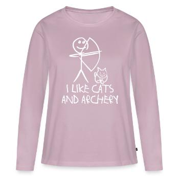 Archery Cat Long Bow Archer Arc à poulies - T-shirt manches longues Premium bio Femme - rose poudré - Devant - Julia (174cm)