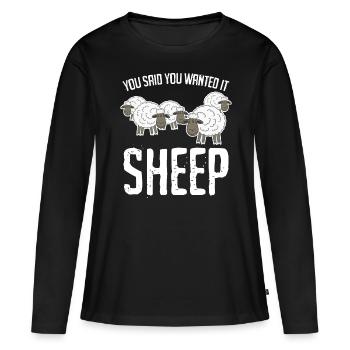 Blague drôle de mouton - T-shirt manches longues Premium bio Femme - noir - Devant - Julia (174cm)