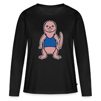 Rat taupe nu avec une chemise - T-shirt manches longues Premium bio Femme - noir - Devant - Julia (174cm)