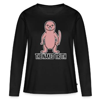 Blague de rat-taupe nu - T-shirt manches longues Premium bio Femme - noir - Devant - Julia (174cm)