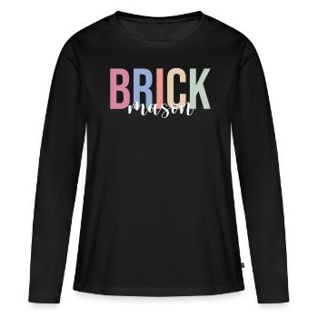 Maçonnerie de brique Maçon Maçon - T-shirt manches longues Premium bio Femme - noir - Devant - Julia (174cm)