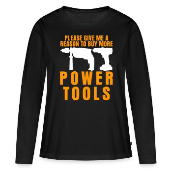 Power Tool Joke Outils électriques - T-shirt manches longues Premium bio Femme - noir - Devant - Julia (174cm)