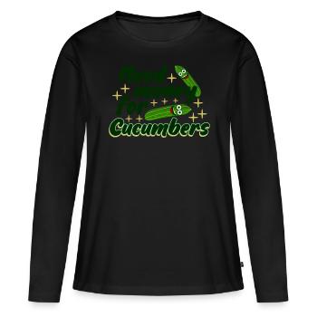 Cucumber Cucumbers Pickles - Frauen Premium Bio Langarmshirt - Schwarz - Vorne - Julia (174cm)