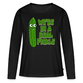 Cucumber Pickle Cucumbers Pickles - Frauen Premium Bio Langarmshirt - Schwarz - Vorne - Julia (174cm)