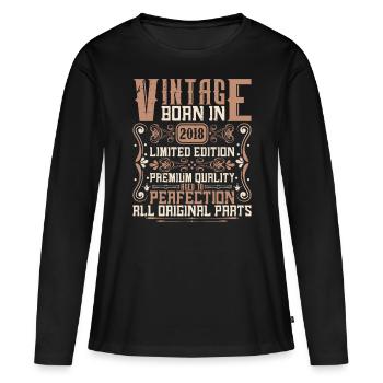 2018 Anniversaire Millésime 2018 Né Millésime 2018 - T-shirt manches longues Premium bio Femme - noir - Devant - Julia (174cm)