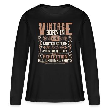 2017 Anniversaire Millésime 2017 Né Millésime 2017 - T-shirt manches longues Premium bio Femme - noir - Devant - Julia (174cm)
