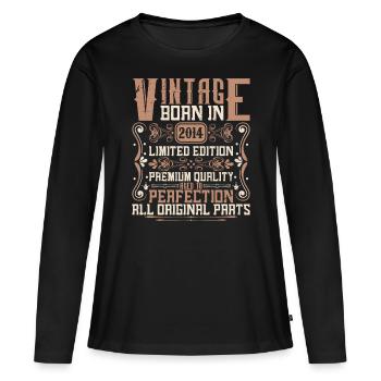 2014 Anniversaire Millésime 2014 Né Millésime 2014 - T-shirt manches longues Premium bio Femme - noir - Devant - Julia (174cm)