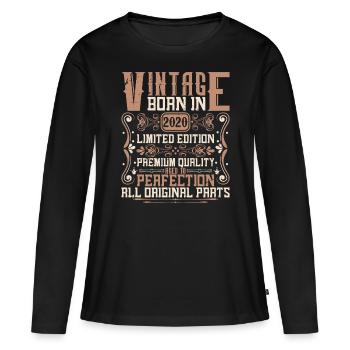 2020 Anniversaire Millésime 2020 Né Millésime 2020 - T-shirt manches longues Premium bio Femme - noir - Devant - Julia (174cm)