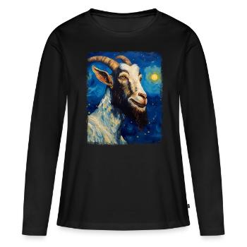 Faun Satyrs Roman Mythology Goat Starry Night - Women's Premium Organic Long Sleeve Shirt - black - Front - Julia (174cm)