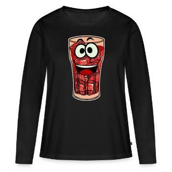 Cola Boissons gazeuses Boisson gazeuse Limonade - T-shirt manches longues Premium bio Femme - noir - Devant - Julia (174cm)