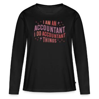 Comptable Comptabilité - T-shirt manches longues Premium bio Femme - noir - Devant - Julia (174cm)