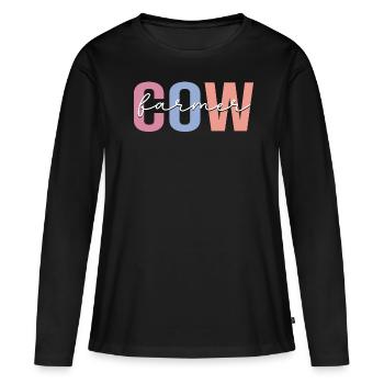 éleveur de vaches Ferme Éleveur de bétail - T-shirt manches longues Premium bio Femme - noir - Devant - Julia (174cm)