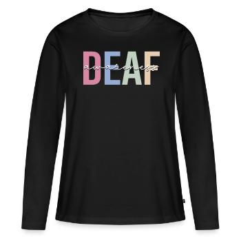 Sensibilisation à la surdité Deafness Amer - T-shirt manches longues Premium bio Femme - noir - Devant - Julia (174cm)