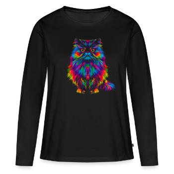Chat de l’Himalaya Popart - T-shirt manches longues Premium bio Femme - noir - Devant - Julia (174cm)