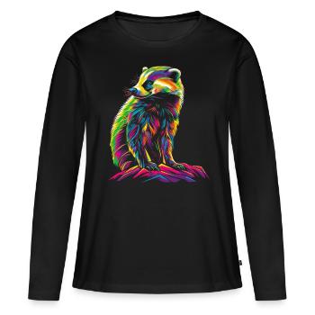 Miel Blaireau Ratel Popart - T-shirt manches longues Premium bio Femme - noir - Devant - Julia (174cm)