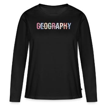 Professeur de géographie Géographe - T-shirt manches longues Premium bio Femme - noir - Devant - Julia (174cm)