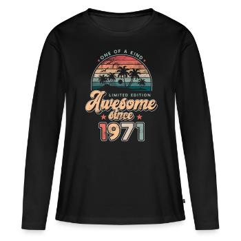 Anniversaire 1971 Palmiers - T-shirt manches longues Premium bio Femme - noir - Devant - Julia (174cm)