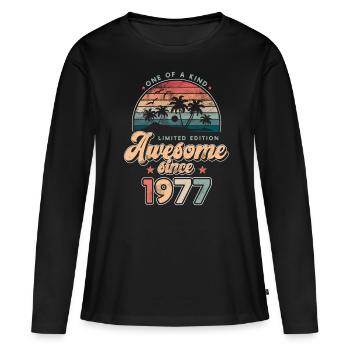 Anniversaire 1977 Palmiers - T-shirt manches longues Premium bio Femme - noir - Devant - Julia (174cm)