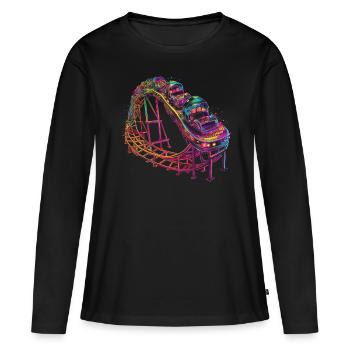 Roller coaster amusement park Popart - Women's Premium Organic Long Sleeve Shirt - black - Front - Julia (174cm)