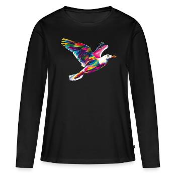 Seemöwe Möwe Seevogel Popart - Frauen Premium Bio Langarmshirt - Schwarz - Vorne - Julia (174cm)