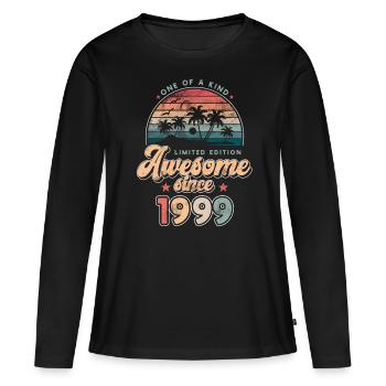 Geburtstag 1999 Palmen - Frauen Premium Bio Langarmshirt - Schwarz - Vorne - Julia (174cm)