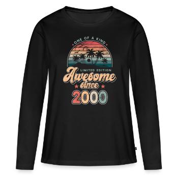 Anniversaire 2000 Palmiers - T-shirt manches longues Premium bio Femme - noir - Devant - Julia (174cm)