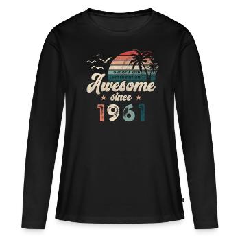 Anniversaire 1961 Palmiers - T-shirt manches longues Premium bio Femme - noir - Devant - Julia (174cm)
